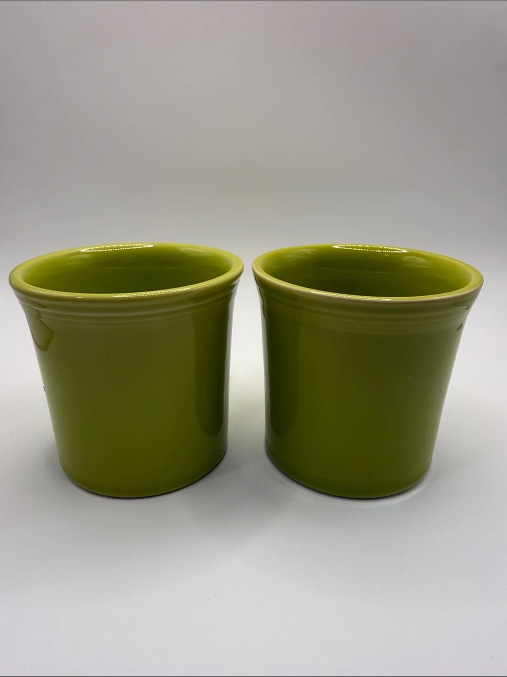 Fiesta Lemongrass Green Ceramic Ring Loop Handle Coffee Mugs Set of 2 HLC USA